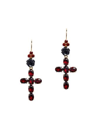 Dolce & Gabbana Family cross earrings - women - Yellow Gold - One Size