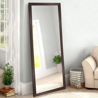 Dmora Espejo Carimate, Rectangular, Tipo Suelo, Estructura Transparente, 40x105h Cm, Color Nogal Marr&oacute;n