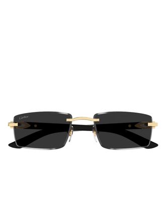 Cartier rectangle-frame sunglasses - unisex - Metal/Acetate - 56 - Black