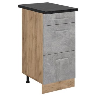 Vicco Mueble Bajo De Cocina R-line, Hormig&oacute;n, 40 Cm Con Cajones, Et Antracita