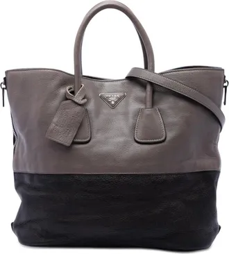 Prada Pre-owned Prada Bicolor Cervo Deerskin Side Zip Convertible Tote Ladies O9XDFYT7Z68AUXFR