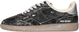 Hidnander Schoenen, Dames, Zwart, 37 EU, Leer, Leren Sneakers in Vintage Stijl