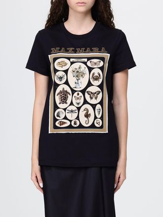 Max Mara T-shirt girocollo in puro cotone con stampa logo grafica a contrasto