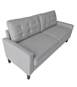 Home Heavenly Sof&aacute; de 3 plazas en tela antimanchas en gris claro 86 x 184 x 76 cm