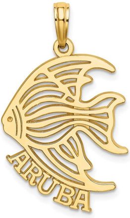 Diamond2Deal 14k Yellow Gold Polished Cut-Out ARUBA Under Angelfish Charm