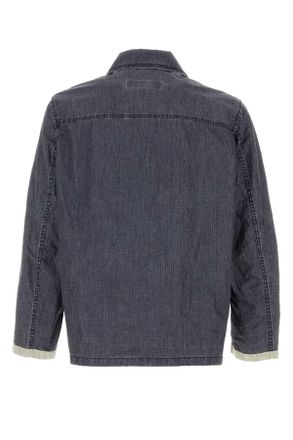 Fay Mens Denim Blue Linen Jacket Blunavy Exterior: Giubbini