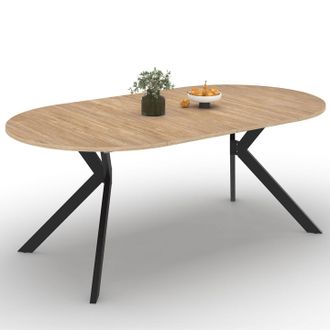 IDMarket Alix Tavolo Da Pranzo Rotondo Allungabile Per 4-10 Persone Con Gamba In Legno E Ragno Nero 110 - 200 Cm