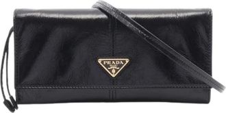 Prada Pre-owned Leren Schoudertas - Dames - Vintage Clutch - Zwart - ONE Size - Leer - Vintage