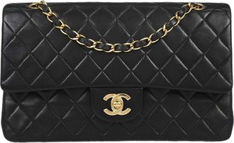 Chanel Timeless - Classic Double Flap Leather Black Leather Handbag (Pre-Owned)
