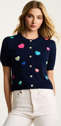 Lisa Todd Royal Flush Cotton Cardigan in Navy at Nordstrom, Size X-Large