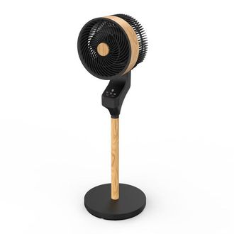 Fabrilamp Ventilador Pie Bizancio Negro/haya 50w 3velocidades 95x30x30 Oscilante,tactil Display,remoto Y Temporizador - Fabrilamp