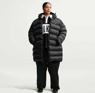 Nike Womens Nike Sportswear Classic Loose Therma-FIT Hooded Parka (Plus Size) in Black | IU7536-010