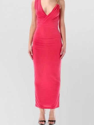 Balmain draped sleeveless v-neck maxi dress
