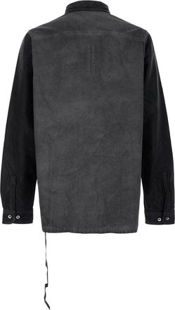 Rick Owens Mens Grey Shirt With Classic Collar And Faded Effect Cotton