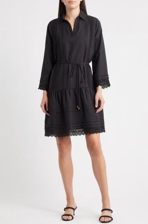 Julia Jordan Lace Long Sleeve Shirtdress in Black at Nordstrom Rack, Size X-Small