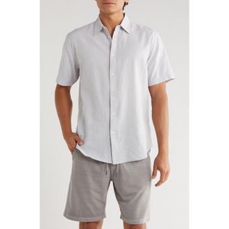 Coastaoro Key Largo Short Sleeve Linen Blend Button-Up Shirt in Lt Grey at Nordstrom Rack, Size Xx-Large