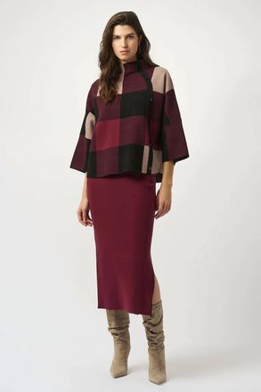 Joseph Ribkoff Dolman Sleeve Knit Top With Button Detail In Merlot/multi