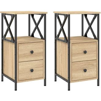 vidaXL Vidaxl - Mesita Noche 2 Uds Madera Ingenier&iacute;a Roble Sonoma 34x35,5x70 Cm