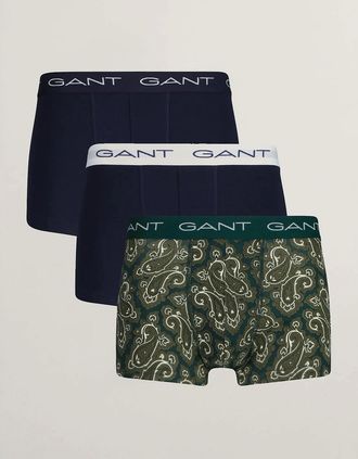 GANT Mens GANT PAISLEY TRUNK 3 Pack Mens Deep Forest - Size: 32/34/35