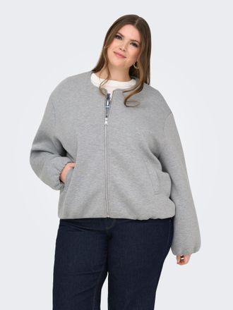 Only Carmakoma Blouson ONLY CARMAKOMA CARELLIE SCUBA LIFE JACKET OTW NOOS, Damen, Gr. XL, medium grau melange, Web, Obermaterial: 66% Polyester, 28% Viskose, 6% Elas