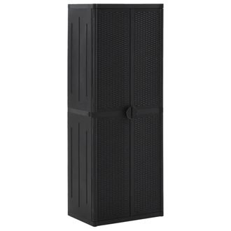 vidaXL Armario De Almacenaje De Jard&iacute;n Rat&aacute;n Pp Negro 65x45x172 Cm Vidaxl