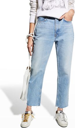 Re/Done High-Rise Stovepipe Jeans with Raw-Edge Hem