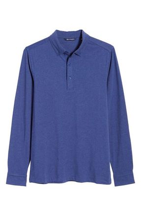 Cutter & Buck Advantage DryTec Long Sleeve Performance Polo in Tour Blue Heather at Nordstrom, Size Small