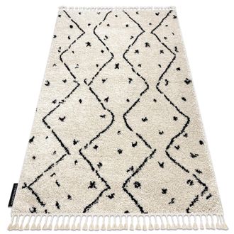 RugsX Rugsx - Alfombra Berber Tetuan B751 Zigzag Crema Franjas Bereber Marroqu&iacute; Shaggy Beige 120x170 Cm