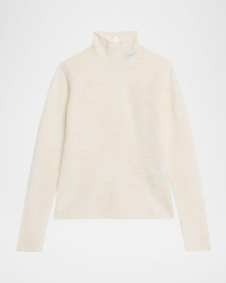 Ganni Sheer Floral Jacquard Turtleneck