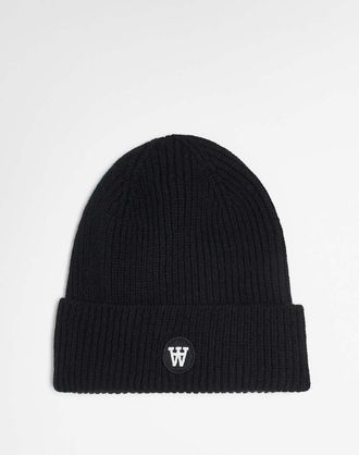 Wood Wood Double A By Wood Wood - Vin - Berretto in lana nero con logo