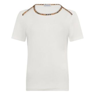 Burberry T-Shirts, female, White, Size: XS Ribbed Cotton T-shirt