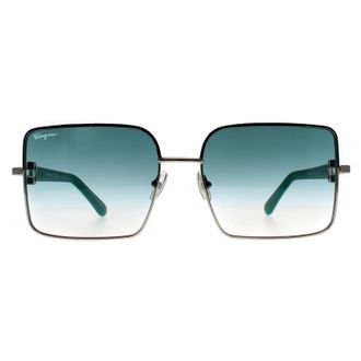 Ferragamo Square Womens Silver Petrol Blue Gradient SF302SL Metal - One Size