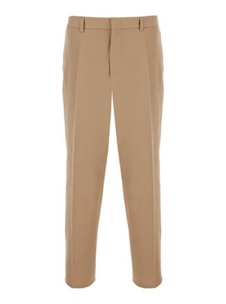 Jil Sander Beige Pants With Elastic Waistband In Wool Man