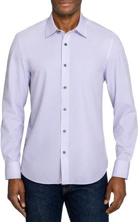 ConStruct Slim Fit Diamond Geo Woven Long Sleeve Basic Shirt in White/pink at Nordstrom, Size Xx-Large