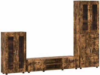 vidaXL TV Cabinet Set with Drawer FLORIN Smoked Oak Engineered Wood vidaXL