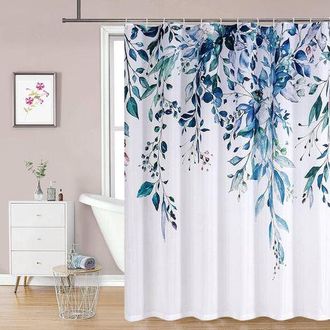 OEM Cortina De Ducha Floral, Lavable A M&aacute;quina, De Secado R&aacute;pido, 150x180cm Para Ba&ntilde;era (azul)