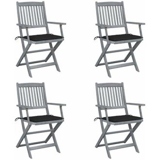 vidaXL Sillas De Jard&iacute;n Plegables 4 Uds Cojines Madera Maciza Acacia Vidaxl