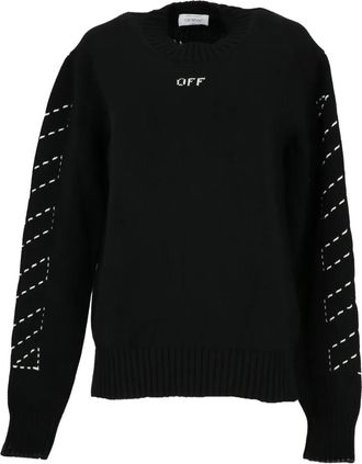 Off-white Wollen logo intarsia vest - Zwart