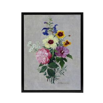 Artery8 Pierre Joseph Redoute Flowers 1820 Framed Canvas Wall Art Print | Size: W24 x H32