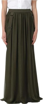 Max Mara Geplooide Maxi Rok met Zakken - Dames - Maxi Rokken - Groen - XS - Rokken