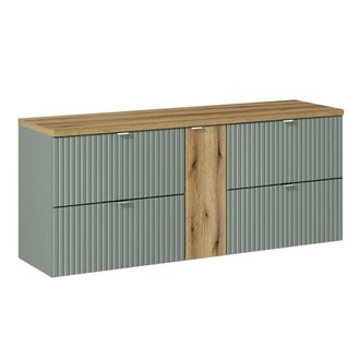 Petits Meubles Mueble bajo lavabo 4 cajones encimera estratificado Verde marr&oacute;n