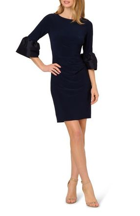 Adrianna Papell Bell Sleeve Jersey Sheath Dress in Midnight at Nordstrom, Size 12