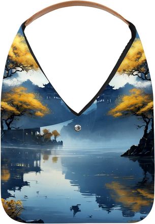 Generic Night Lake View Reusable Lightweight Grocery Bags - Foldable Into Compact Pouch, Washable & Sturdy, Multipurpose for Shopping and Travel