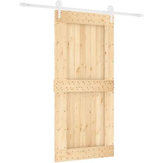 vidaXL Vidaxl - Puerta Corredera Con Herrajes Madera Maciza De Pino 95x210 Cm