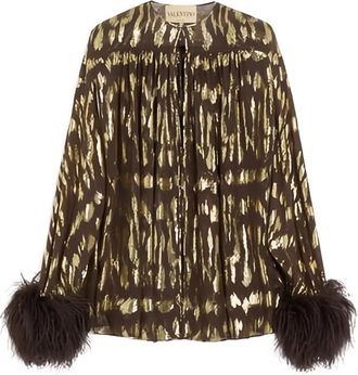 Valentino Shirt In Gattocivetta Fauve &Eacute;clat Lurex Jacquard
