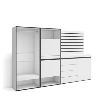 Skraut Home Skraut Home - Zapatero, Armario Zapatos Botas, 227x145x35 Cm, Dormitorio, Habitaci&oacute;n, Vestidor Abierto, C&oacute;moda, Cajonera, Listones Decorativos, Estilo