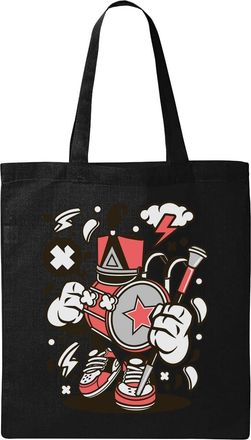 Generic Marching Band Drummer Hip Hop Art Natural Ecological Cotton Tote Bag Black