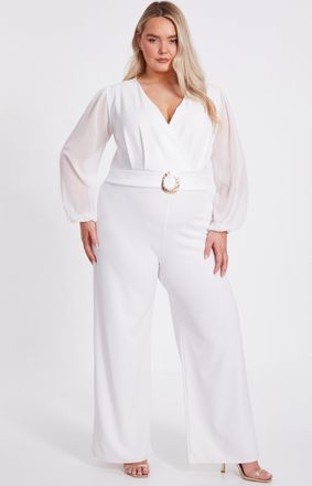 Quiz Womens Plus Size Chiffon Wrap Buckle Jumpsuit