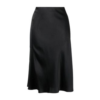 Stella McCartney Midi-rok met gedrapeerd satijnen wikkeleffect - Dames - Midirokken - Zwart - L - Satijn - Rokken
