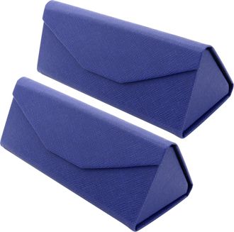 TBOC Folding Sunglasses Case - [Pack: 2 Units] [Blue] Semi Hard [Triangular] Holder with [Magnetic Closure] Lining Large Small Eyeglasses Reading Glasses C
